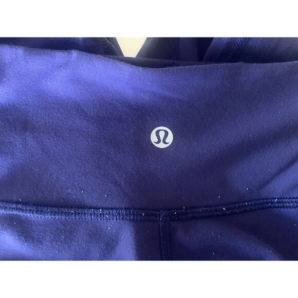 Lululemon Size 4 Leggings Essential Rhythm Mesh Lace Run Pants Emperor Blue Rare - Picture 4 of 4